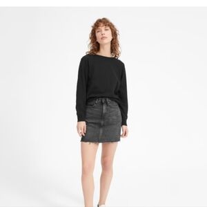 Everlane "The Denim Skirt", Washed Black, Sz 32, Frayed/Distressed Hem